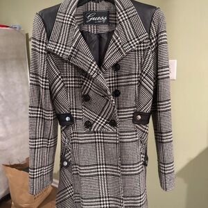 Guess Women's Black and White Plaid Blazer